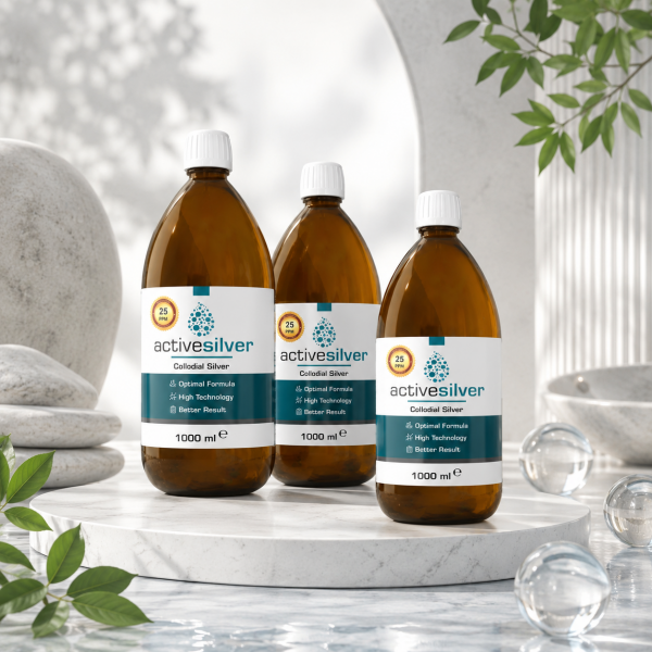 Active Silver Kolloidal Gümüş Suyu 5 PPM - 1000 ml 3 lu AVANTAJ PAKET
