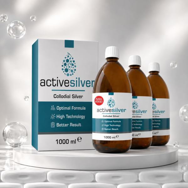 Active Silver Kolloidal Gümüş Suyu 15 PPM 1000 ml 2 LI AVANTAJ PAKET