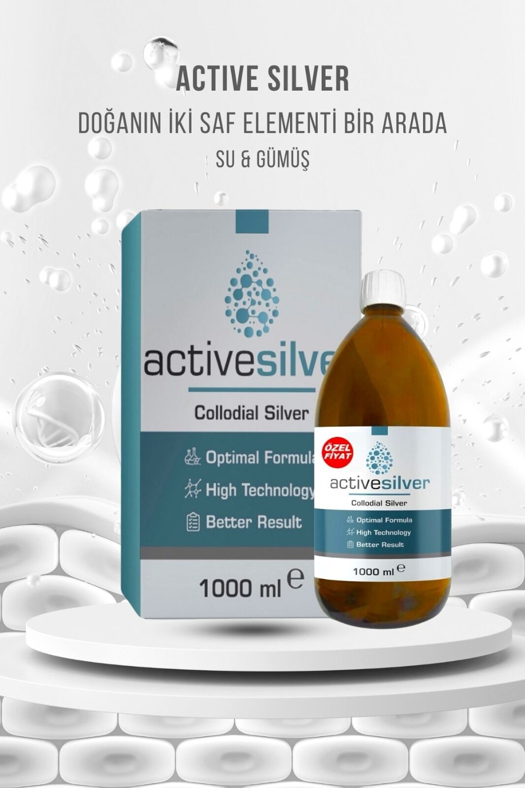 Active Silver Kolloidal Gümüş Suyu 40 PPM 1000 ml
