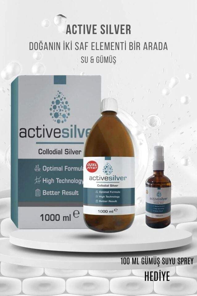 Active Silver kolloidal Gümüş Suyu 15 Ppm + Gümüş Suyu Sprey Bundle